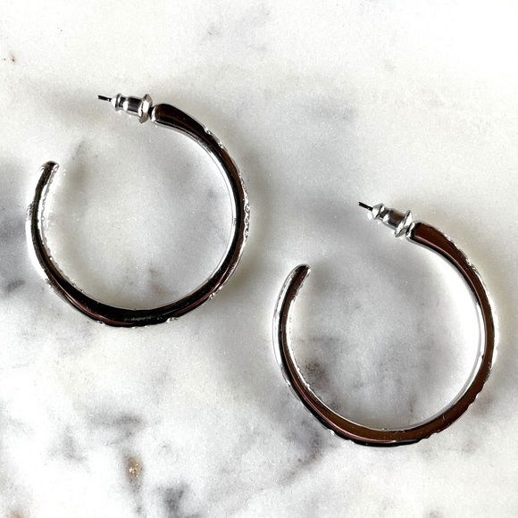 Swarovski Crystal and Silver Hoop Earrings - Picture 6 of 6